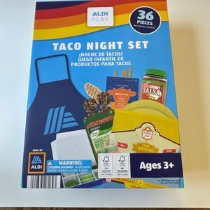 Aldi TACO NIGHT SET 36pc Grocery Dinner Food Kids Toy Pretend Play Set NEW